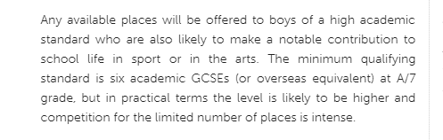 英国九大公学对GCSE分数的要求